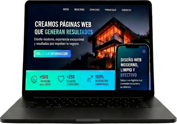 Sistema en producción mostrado en una laptop